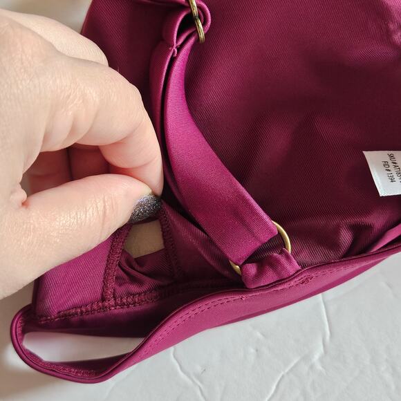 Andie Caicos Triangle Bikini Top Swim Plum Women's Large - Picture 3 of 6